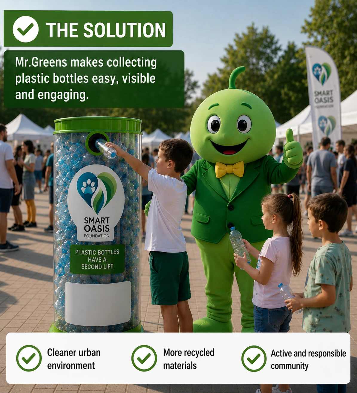 Mr. Greens container for collecting plastic bottles