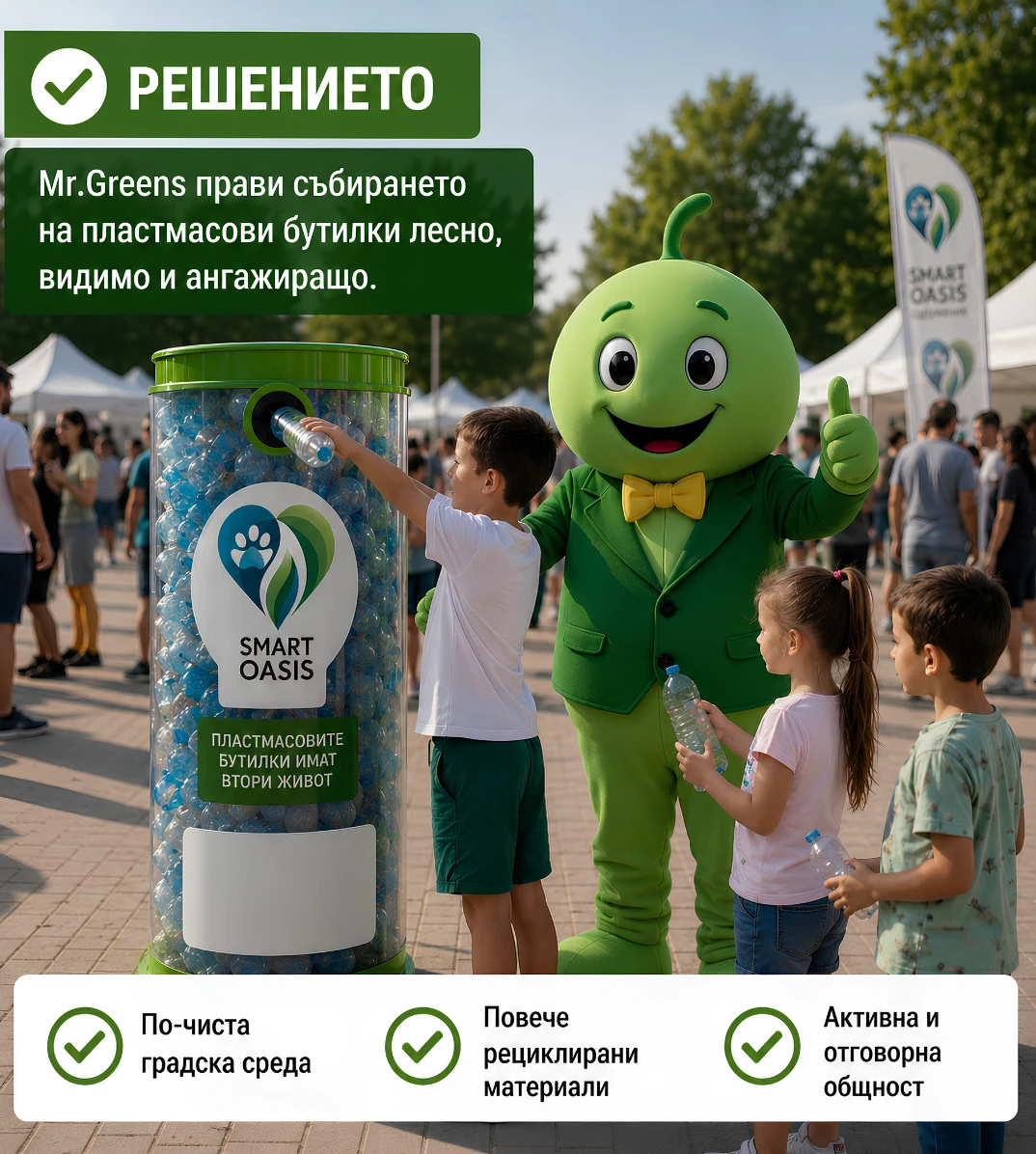 Mr. Greens контейнер за събиране на пластмасови бутилки